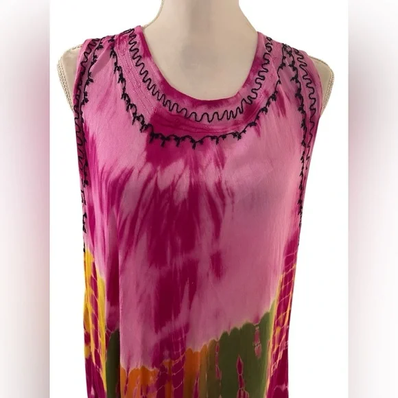 Sleeveless Tie Dyed Boho Hippie Gypsy Twist Dress ONE SIZE - Picture 3 of 7